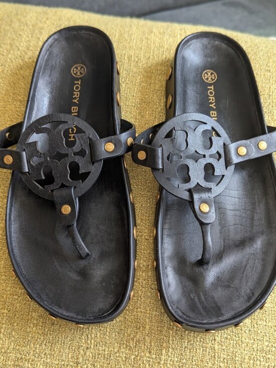 Tory Burch Shoes - NIB Tory Burch Miller Cloud Coin Leather Sandal black